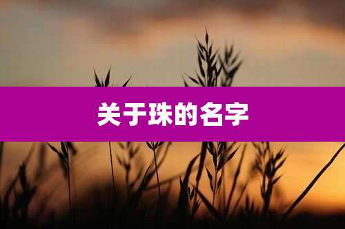 关于珠的名字