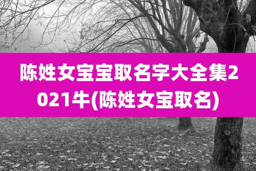 陈姓女宝宝取名字大全集2021牛(陈姓女宝取名)