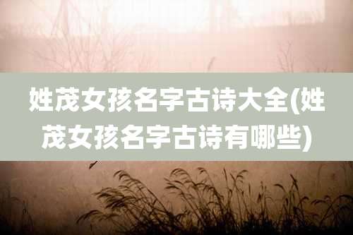 姓茂女孩名字古诗大全(姓茂女孩名字古诗有哪些)