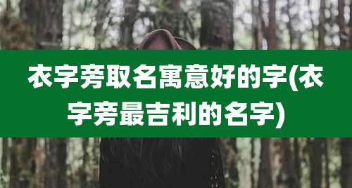 衣字旁取名寓意好的字(衣字旁最吉利的名字)