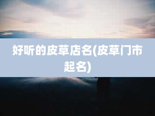 好听的皮草店名(皮草门市起名)