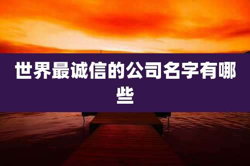 世界最诚信的公司名字有哪些