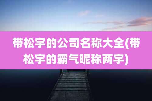 带松字的公司名称大全(带松字的霸气昵称两字)