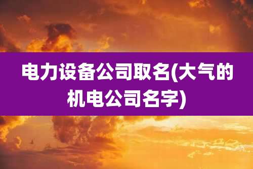 电力设备公司取名(大气的机电公司名字)