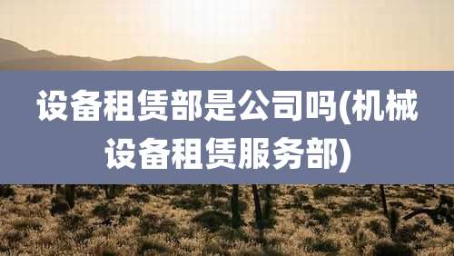设备租赁部是公司吗(机械设备租赁服务部)