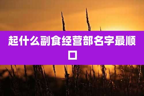 起什么副食经营部名字最顺口