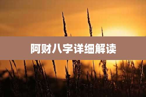 阿财八字详细解读