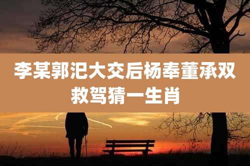 李某郭汜大交后杨奉董承双救驾猜一生肖