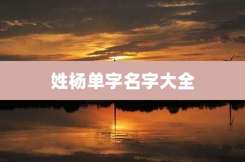 姓杨单字名字大全