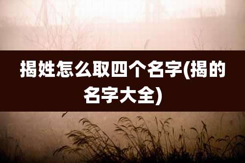 揭姓怎么取四个名字(揭的名字大全)
