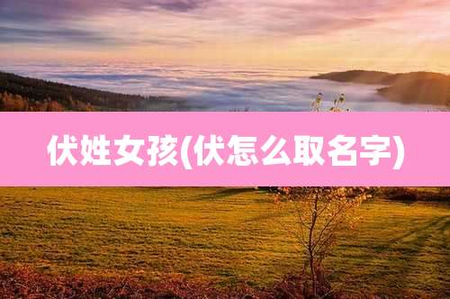 伏姓女孩(伏怎么取名字)