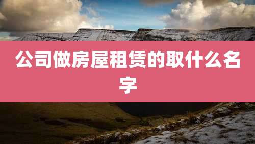 公司做房屋租赁的取什么名字