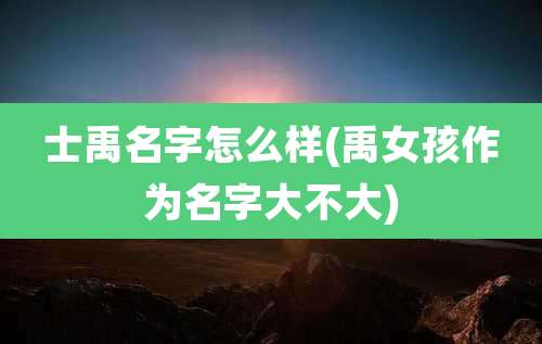 士禹名字怎么样(禹女孩作为名字大不大)