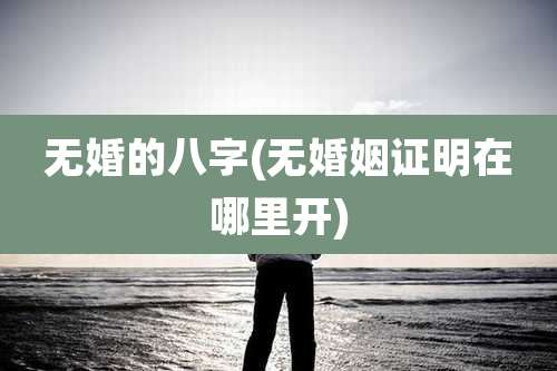 无婚的八字(无婚姻证明在哪里开)