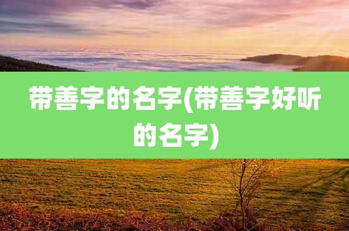 带善字的名字(带善字好听的名字)