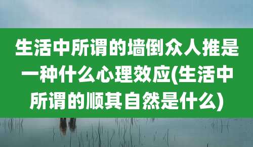 生活中所谓的墙倒众人推是一种什么心理效应(生活中所谓的顺其自然是什么)