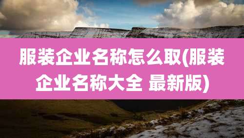 服装企业名称怎么取(服装企业名称大全 最新版)
