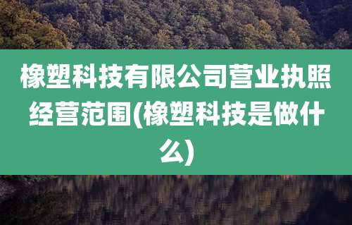 橡塑科技有限公司营业执照经营范围(橡塑科技是做什么)