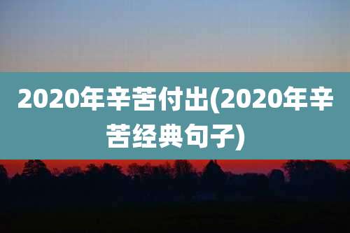 2020年辛苦付出(2020年辛苦经典句子)