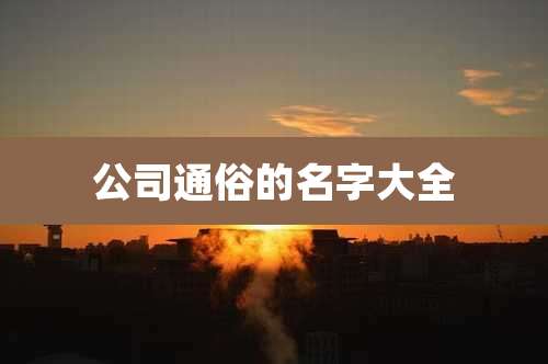 公司通俗的名字大全