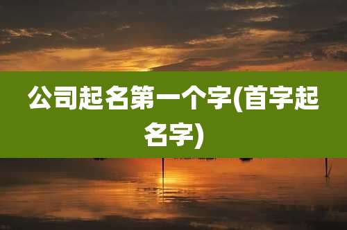 公司起名第一个字(首字起名字)