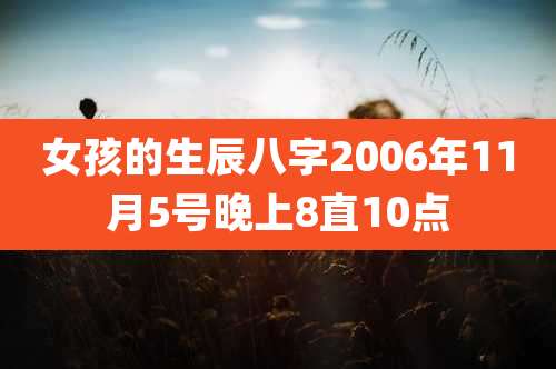 女孩的生辰八字2006年11月5号晚上8直10点
