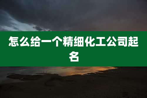 怎么给一个精细化工公司起名