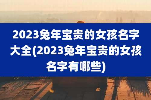 2023兔年宝贵的女孩名字大全(2023兔年宝贵的女孩名字有哪些)