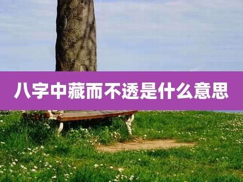 八字中藏而不透是什么意思