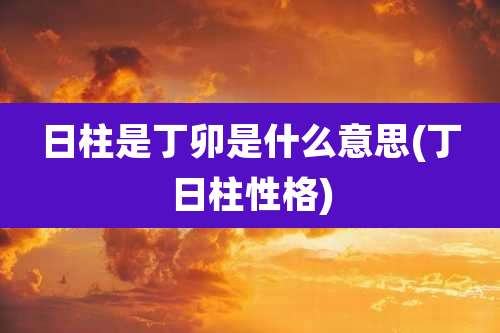 日柱是丁卯是什么意思(丁日柱性格)