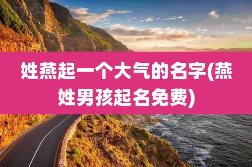 姓燕起一个大气的名字(燕姓男孩起名免费)