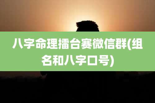 八字命理擂台赛微信群(组名和八字口号)