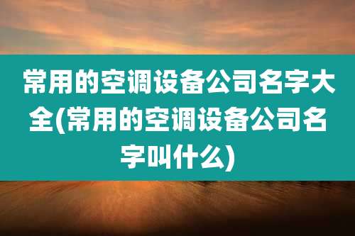 常用的空调设备公司名字大全(常用的空调设备公司名字叫什么)