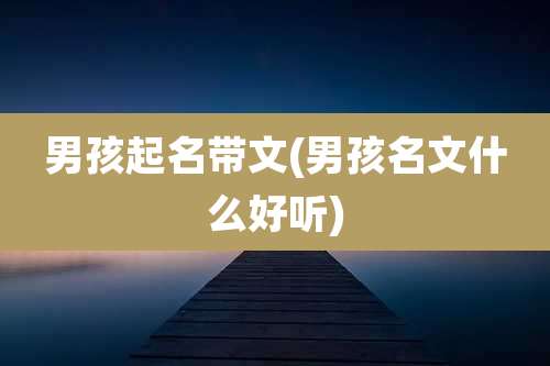 男孩起名带文(男孩名文什么好听)