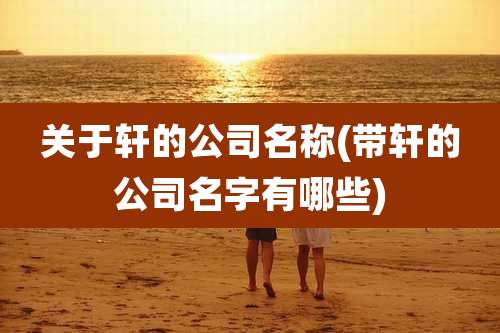 关于轩的公司名称(带轩的公司名字有哪些)