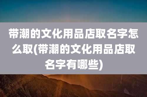 带潮的文化用品店取名字怎么取(带潮的文化用品店取名字有哪些)