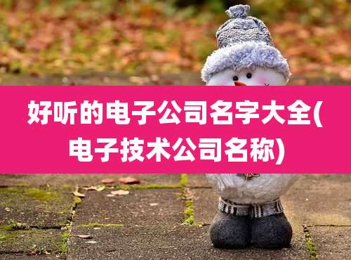好听的电子公司名字大全(电子技术公司名称)