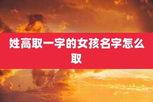 姓高取一字的女孩名字怎么取