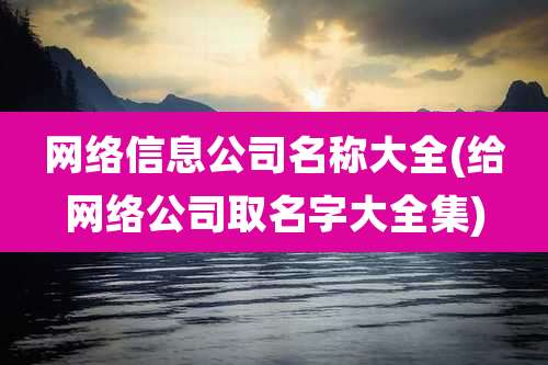 网络信息公司名称大全(给网络公司取名字大全集)