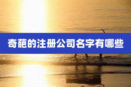 奇葩的注册公司名字有哪些