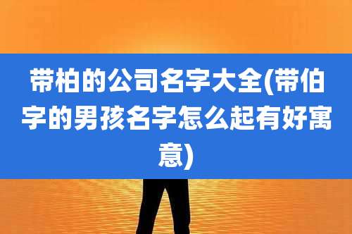 带柏的公司名字大全(带伯字的男孩名字怎么起有好寓意)