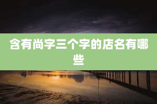 含有尚字三个字的店名有哪些