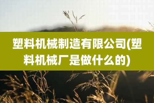 塑料机械制造有限公司(塑料机械厂是做什么的)