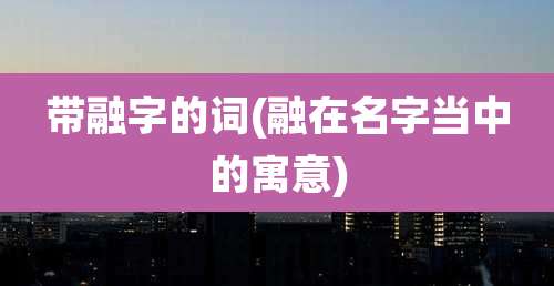 带融字的词(融在名字当中的寓意)