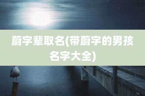 蔚字辈取名(带蔚字的男孩名字大全)