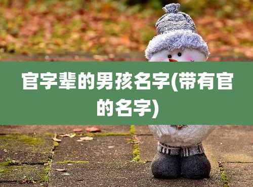 官字辈的男孩名字(带有官的名字)