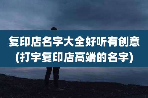 复印店名字大全好听有创意(打字复印店高端的名字)