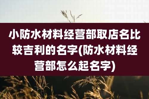 小防水材料经营部取店名比较吉利的名字(防水材料经营部怎么起名字)