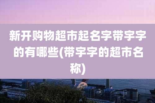 新开购物超市起名字带宇字的有哪些(带宇字的超市名称)