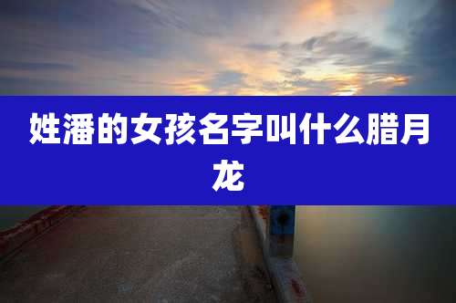 姓潘的女孩名字叫什么腊月龙